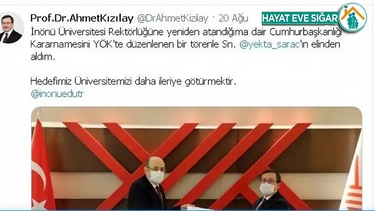 Kızılay, Rektörlük atamasını Saraç'tan aldı