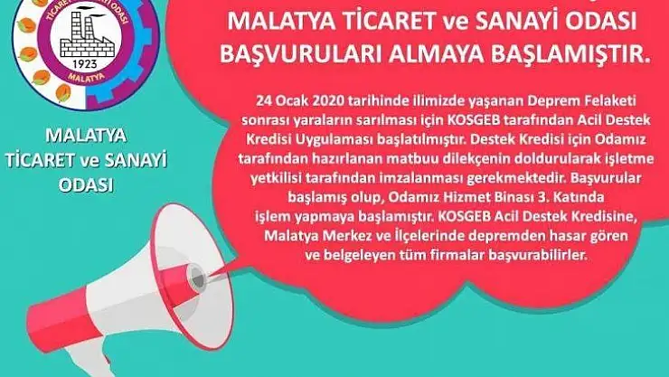 KOSGEB Acil Destek Kredisi'ne müracaatlar başladı