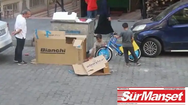 Küçük kardeşlerin bisiklet hayali emek verdikleri konteynerden çıktı