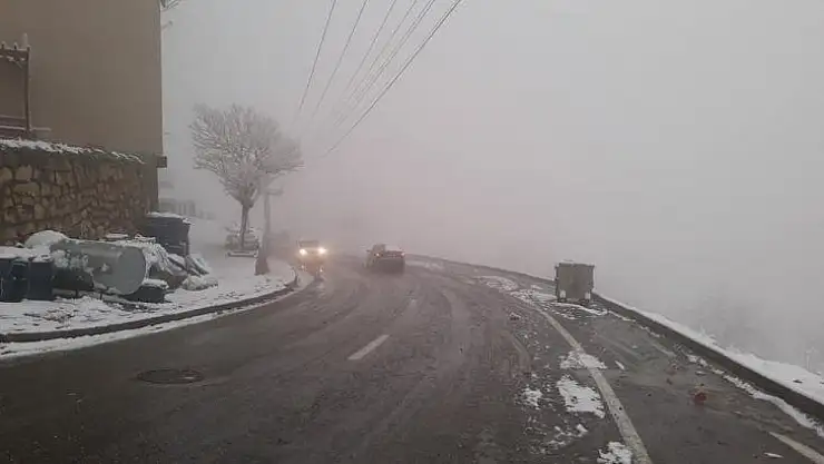 Kulp'ta kar yağışının ardından sis etkili oldu
