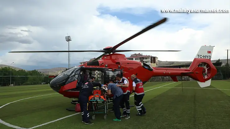 Malatya'da ambulans helikopter yüksek tansiyon hastası için havalandı