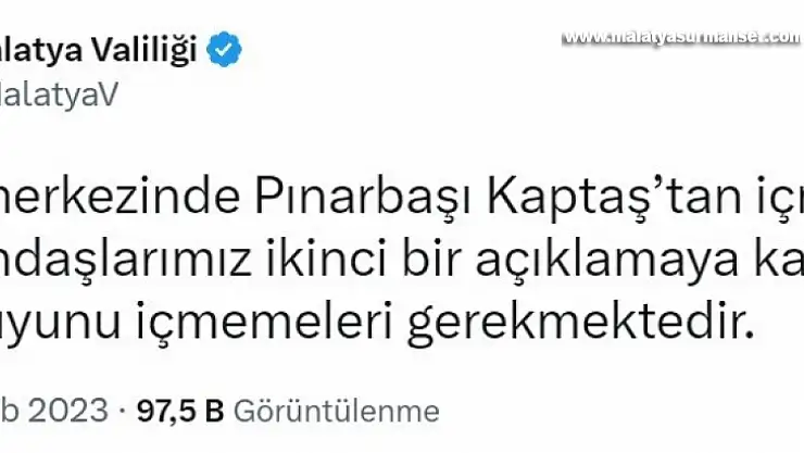 Malatya'da içme suyu uyarısı