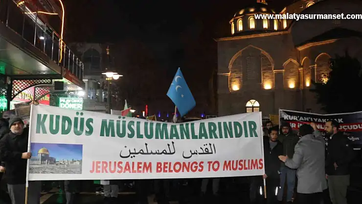 Malatyalılar Kur'an-ı Kerim yakılmasını protesto için yürüdü