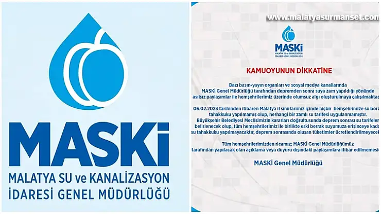 MASKİ'den Önemli Duyuru