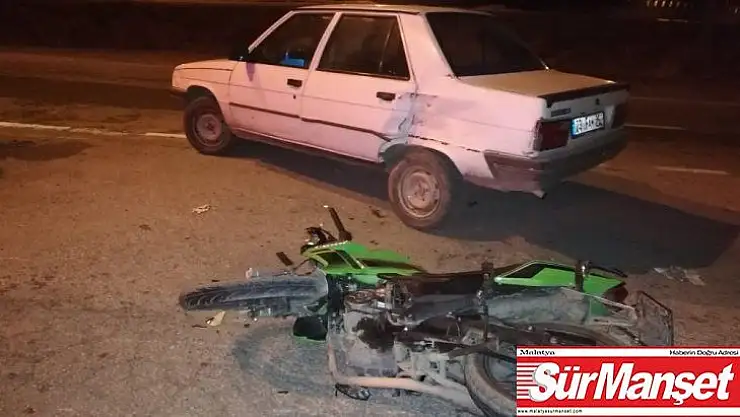 Motosiklet ile otomobil çarpıştı:1 yaralı