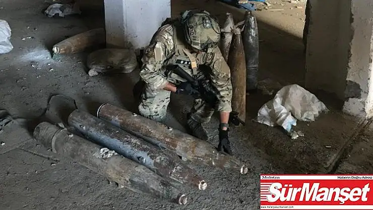 MSB: 'Tel Abyad'da, PKK/YPG'li teröristlerce EYP yapımında kullanmak üzere toplanmış 11 adet patlamamış eski uçak mühimmatı, SAS Timlerimiz tarafından imha edildi.'