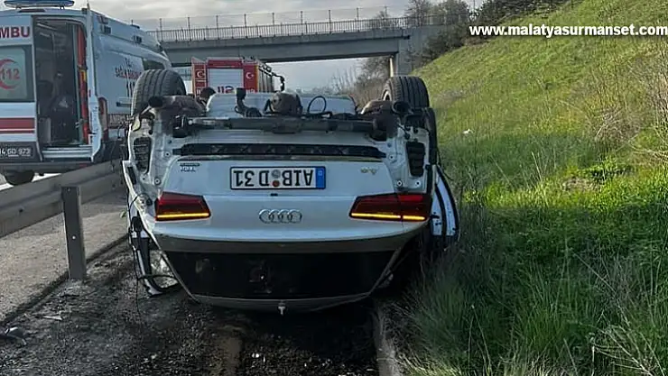 Otoyolda takla attı, yoldan çıktı