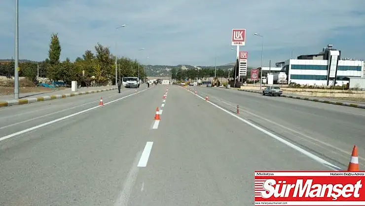 Petrol Caddesinde yol çizgi çalışması yapıldı