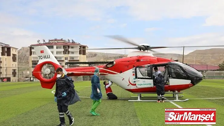 Rahatsızlanan kadın hava ambulansıyla hastaneye kaldırıldı