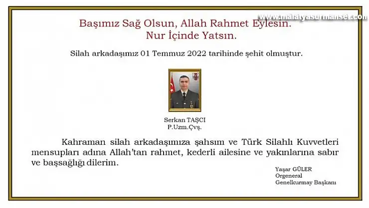 Şehit ateşi Bursa'ya düştü