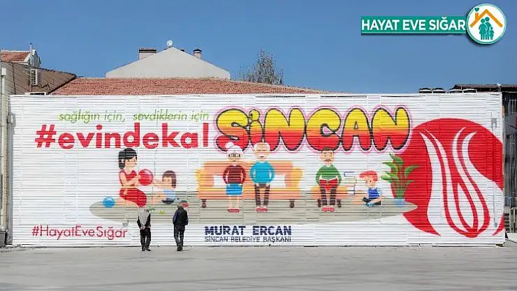 Sincan'da grafiti yazı ile 'evde kal' mesajı