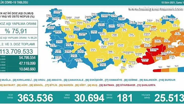Son 24 saatte korona virüsten 181 kişi hayatını kaybetti