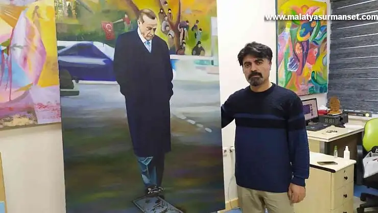 Suriyeli ünlü ressamdan Cumhurbaşkanına anlamlı tablo
