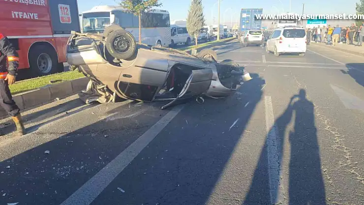 Takla atan otomobilin sürücüsü yaralandı