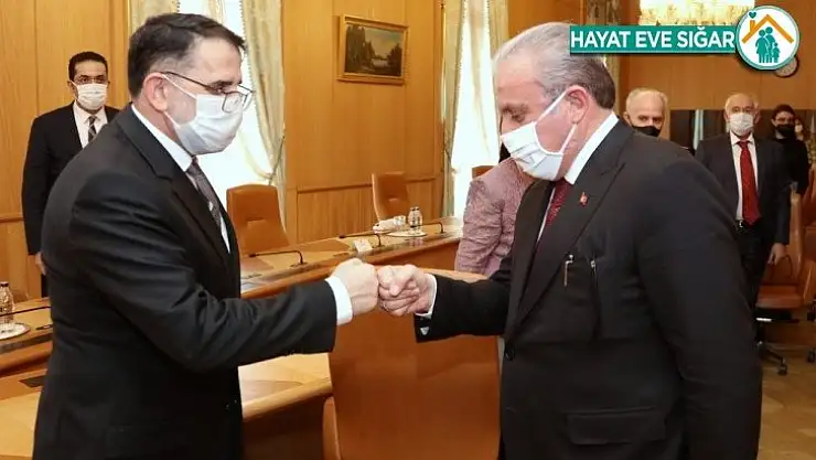 TBMM Başkanı Mustafa Şentop, Anayasa Mahkemesi Başkanı Salih Murat ve beraberindeki heyeti kabul etti