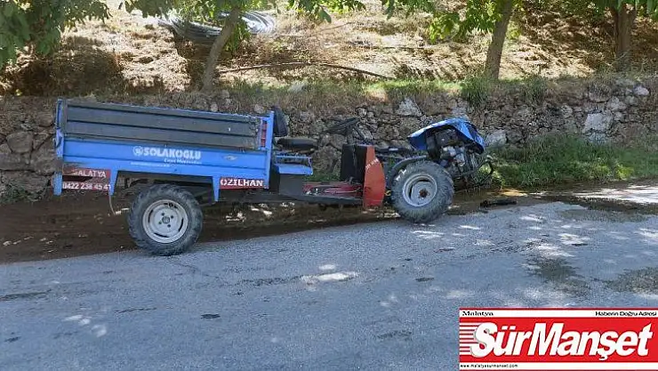 Tekeri yerinden fırlayan çapa motoru devrildi: 1 yaralı
