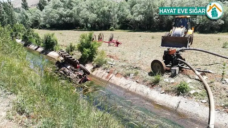 Traktör sulama kanalına yuvarlandı: 1 ölü, 2 yaralı