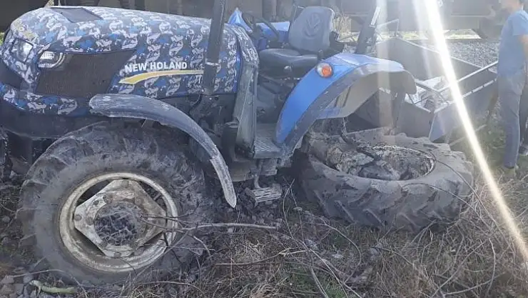 Trenin çarptığı traktör sürücüsü kadın kendini yere atarak hayatta kaldı