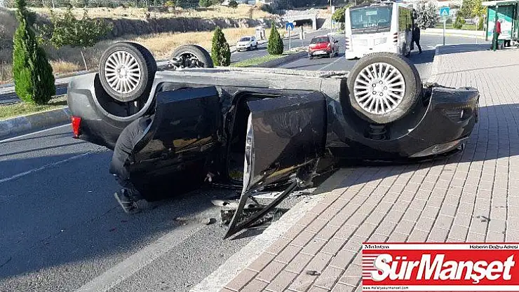 Virajı alamayan otomobil takla attı