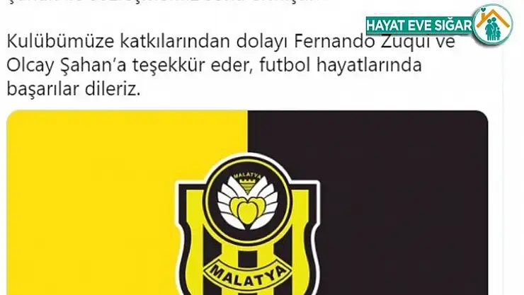 Yeni Malatyaspor'dan Olcay Şahan ve Zuqui'ye teşekkür