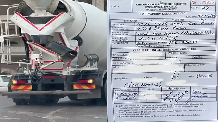 Yola Harç Dökerek İlerleyen Mikser Sınıfta Kaldı 152 Bin TL Ceza