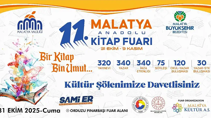 11. Malatya Anadolu Kitap ve Kültür Fuarı Kapılarını Açıyor