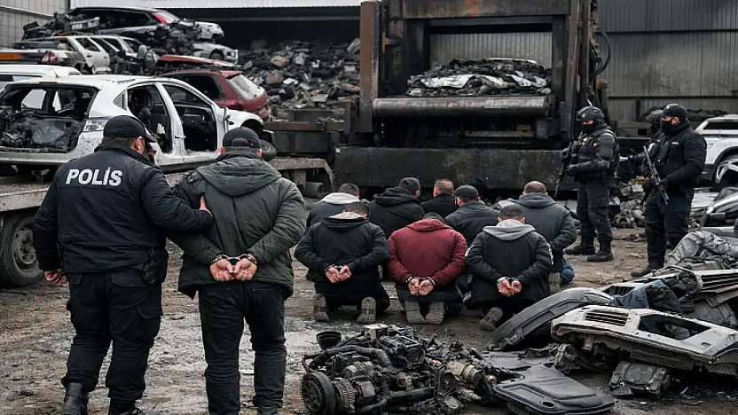 Çalıntı araçları parçalayarak satışa sunan 8 kişi yakalandı