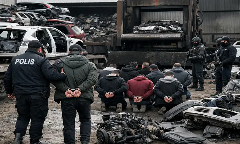 Çalıntı araçları parçalayarak satışa sunan 8 kişi yakalandı
