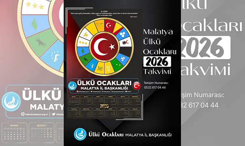 Ülkü Ocakları Malatya'dan Anlamlı Takvim: 16 Türk Devleti Bayrakları 2026 Takviminde