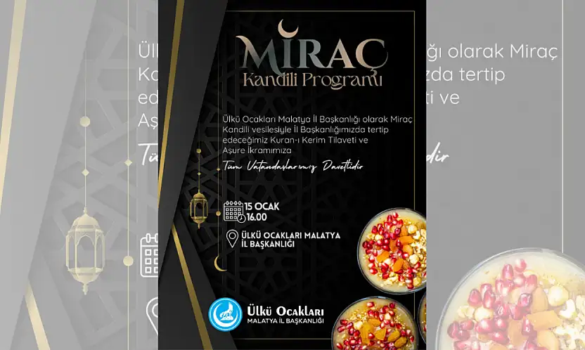 Ülkü Ocakları'ndan Miraç Kandili Programı: Kur'an Tilaveti ve Aşure İkramı